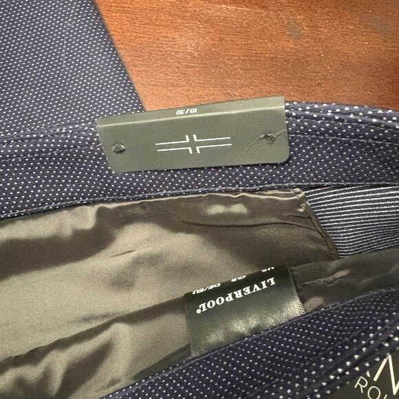 Liverpool Stitch Fix Exclusive Knit Trouser Navy Blue Polka Dot Ponte Size 10/30 - Picture 8 of 9